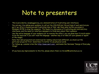 Note to presenters