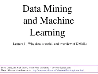 Data Mining  and Machine Learning