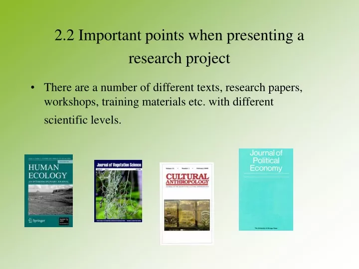 2 2 important points when presenting a research project