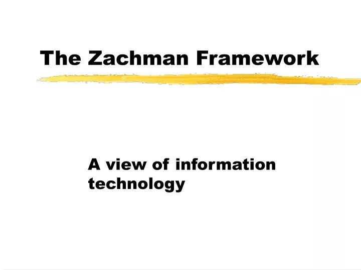 the zachman framework