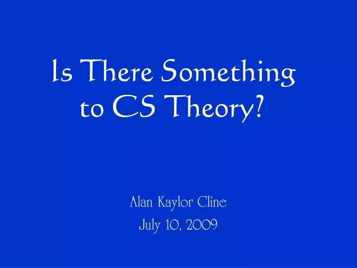 is there something to cs theory