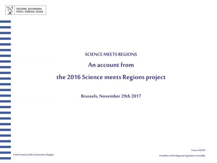 science meets regions an account from the 2016
