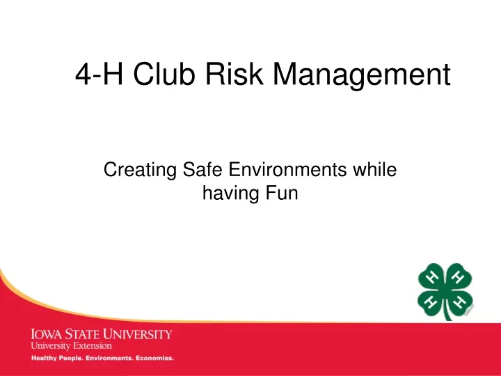 4 h club risk management