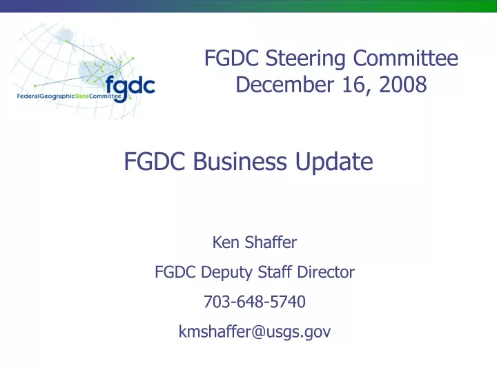fgdc steering committee december 16 2008