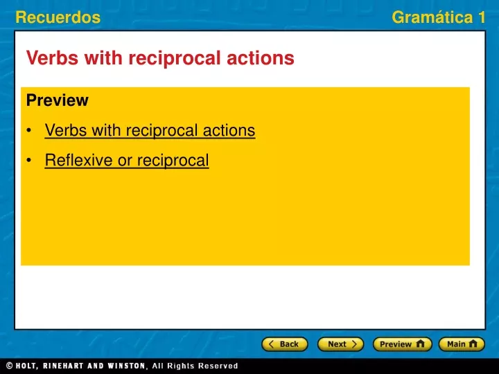 verbs with reciprocal actions