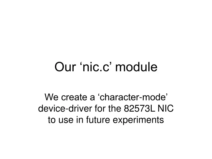 our nic c module