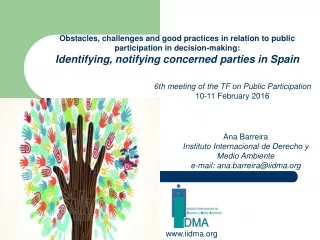 Obstacles, challenges and good practices in relation to public participation in decision-making: