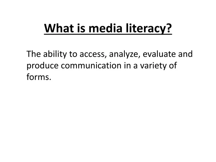 what is media literacy