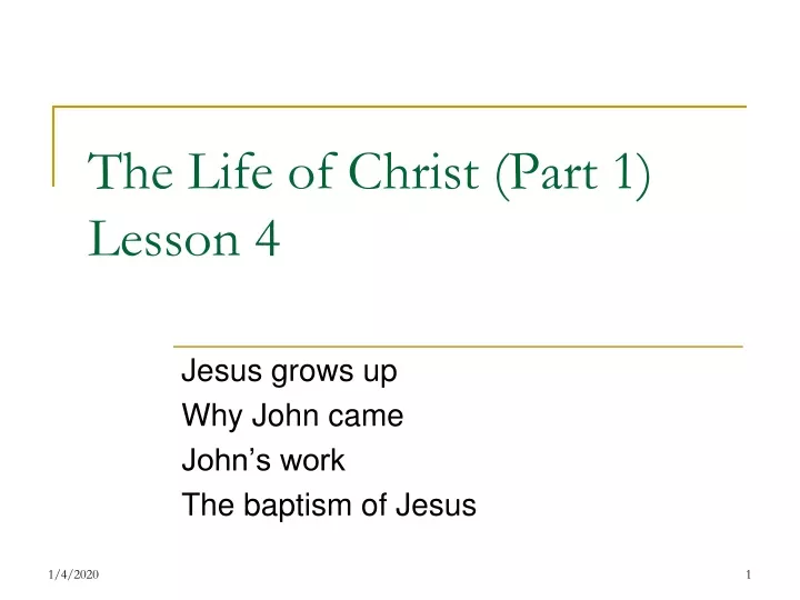 the life of christ part 1 lesson 4