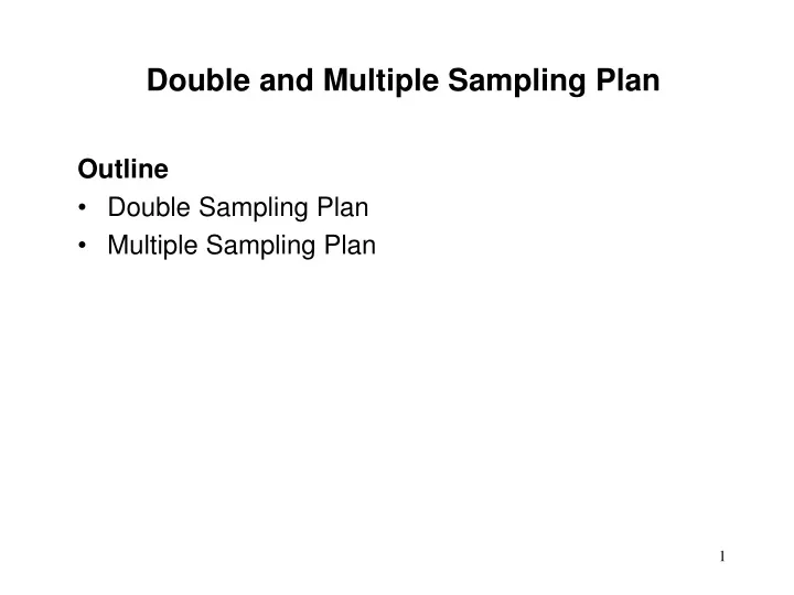 double and multiple sampling plan