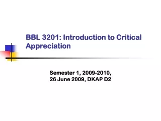 BBL 3201: Introduction to Critical Appreciation