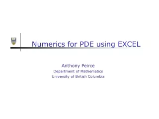 Numerics for PDE using EXCEL