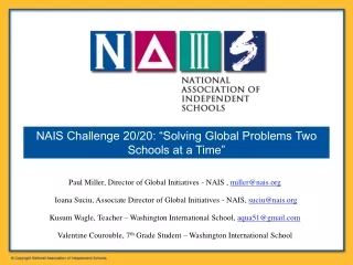 NAIS Challenge 20/20: “Solving Global Problems Two Schools at a Time”