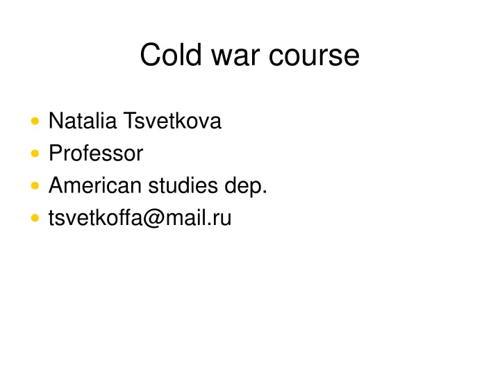 cold war course