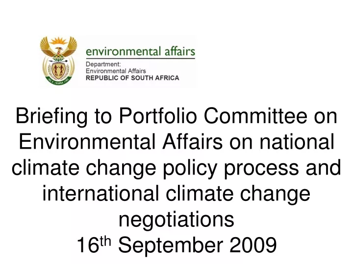 briefing to portfolio committee on environmental