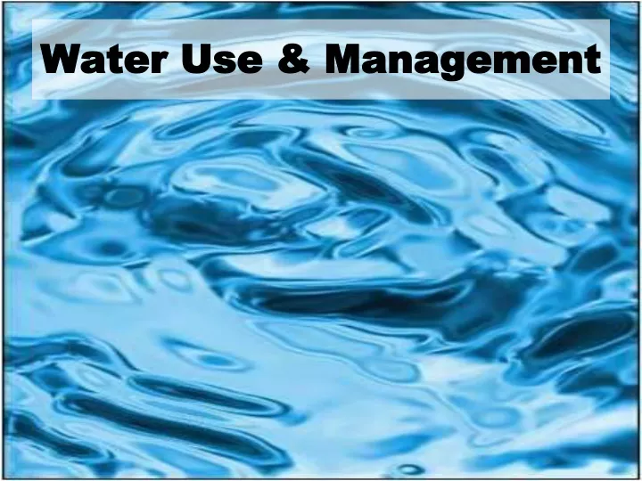 water use management