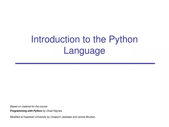 introduction to the python language