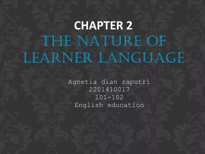 chapter 2 the nature of learner language