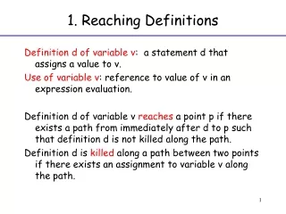 1. Reaching Definitions