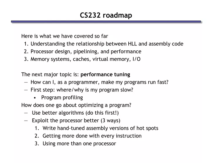 cs232 roadmap