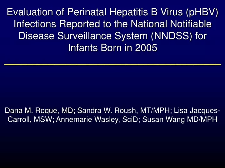 evaluation of perinatal hepatitis b virus phbv