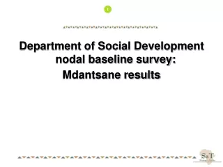 Department of Social Development nodal baseline survey: Mdantsane results