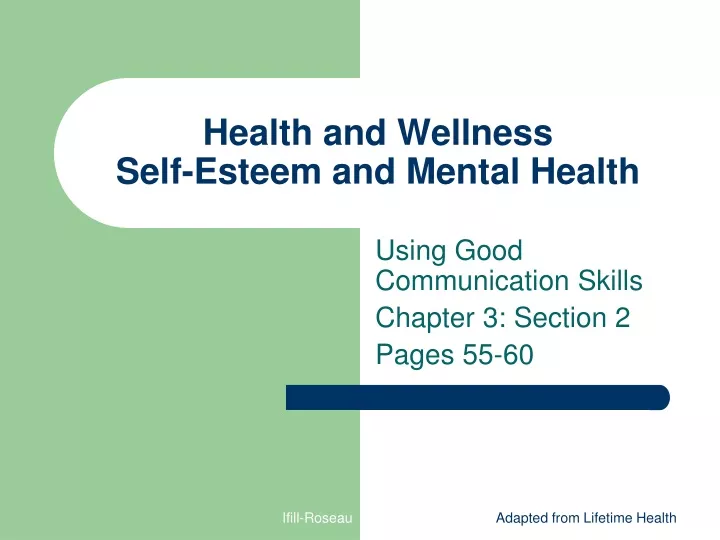 health and wellness self esteem and mental health