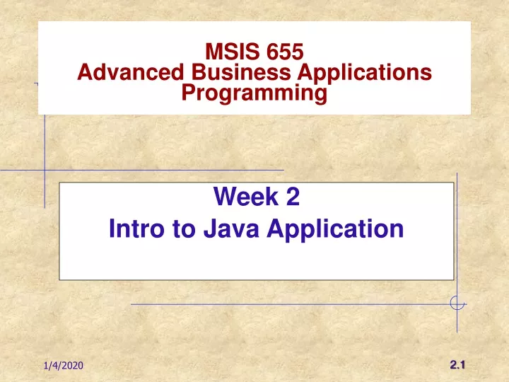 week 2 intro to java application