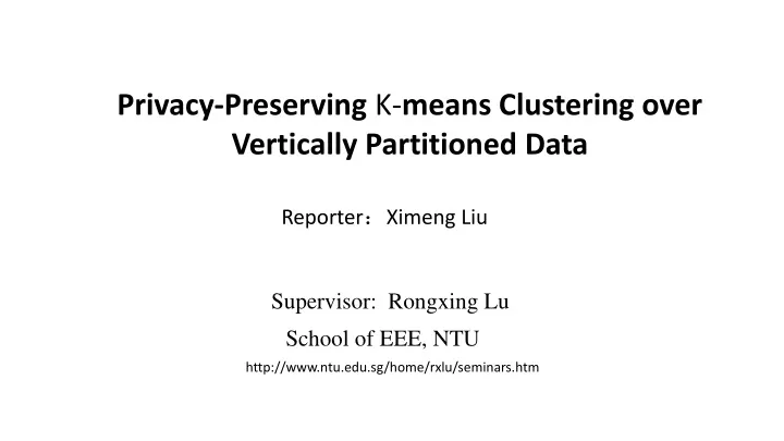 privacy preserving k means clustering over