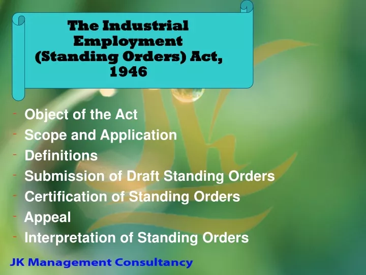 the industrial employment standing orders act 1946