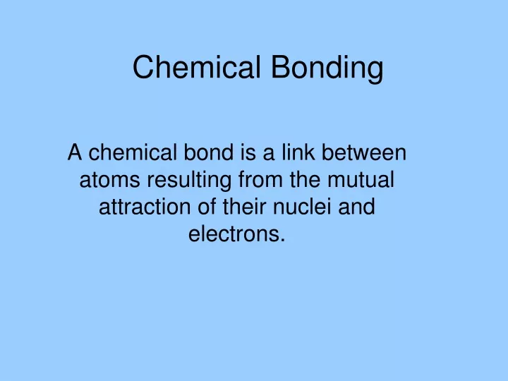 chemical bonding