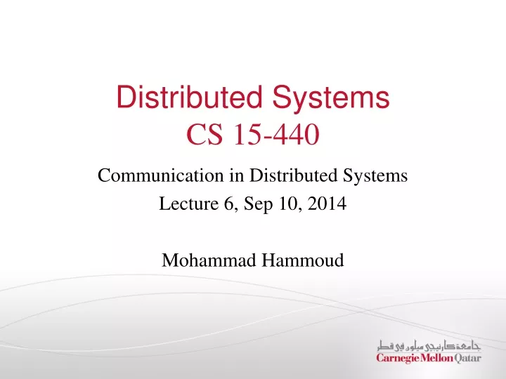 distributed systems cs 15 440