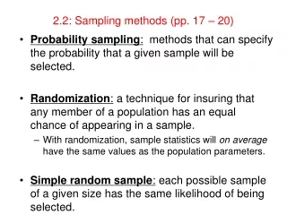 2.2: Sampling methods (pp. 17 – 20)
