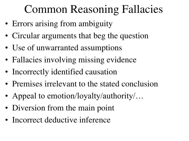 common reasoning fallacies