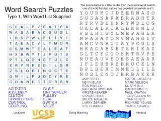 Word Search Puzzles Type 1, With Word List Supplied