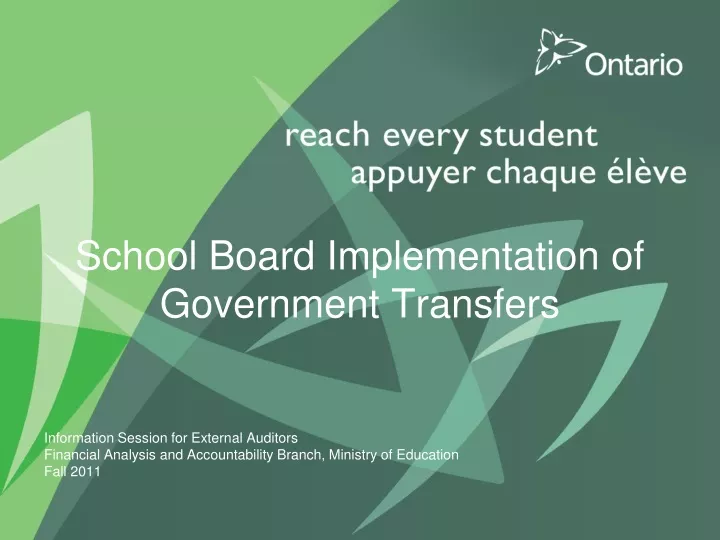 school board implementation of government transfers