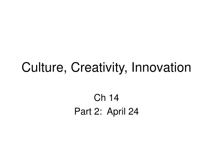 culture creativity innovation