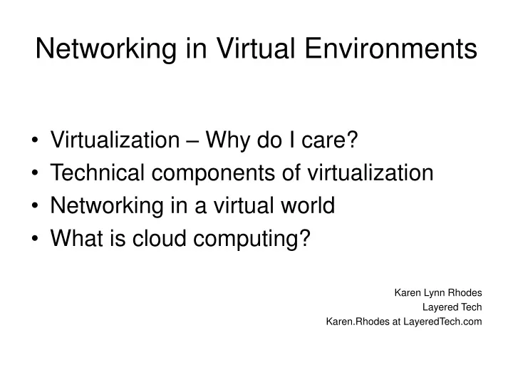 networking in virtual environments