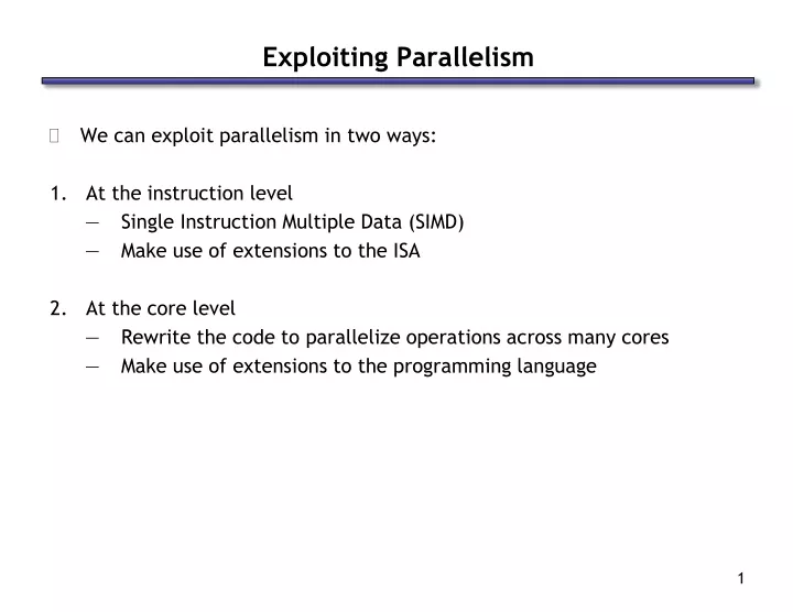 exploiting parallelism