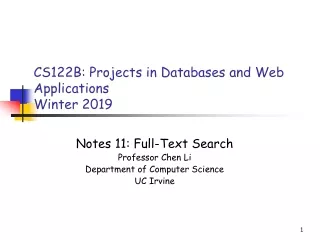 CS122B: Projects in Databases and Web Applications  Winter 201 9