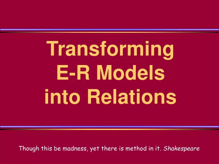 transforming e r models into relations