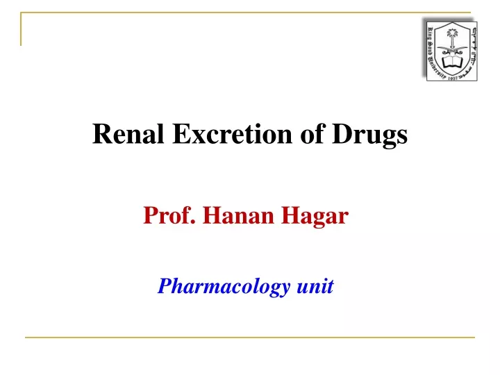 renal excretion of drugs