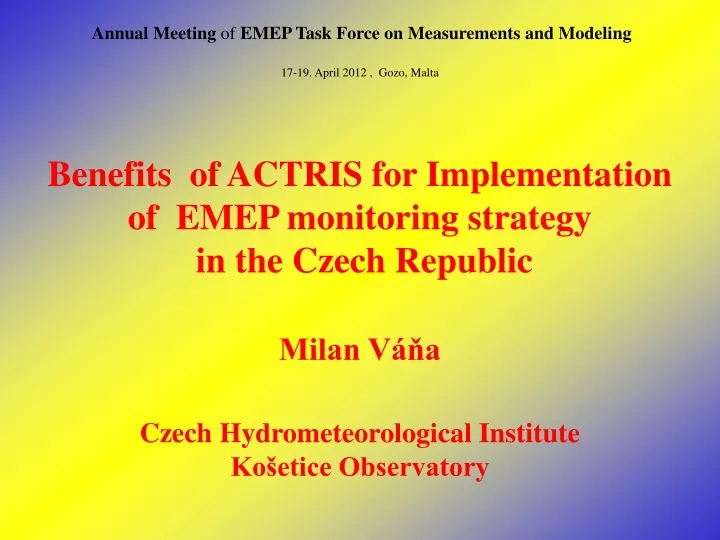 annual meeting of emep task force on measurements