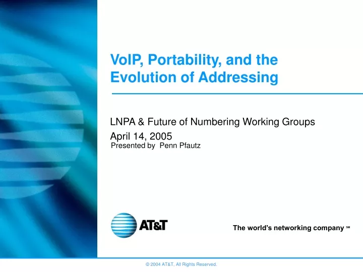 voip portability and the evolution of addressing