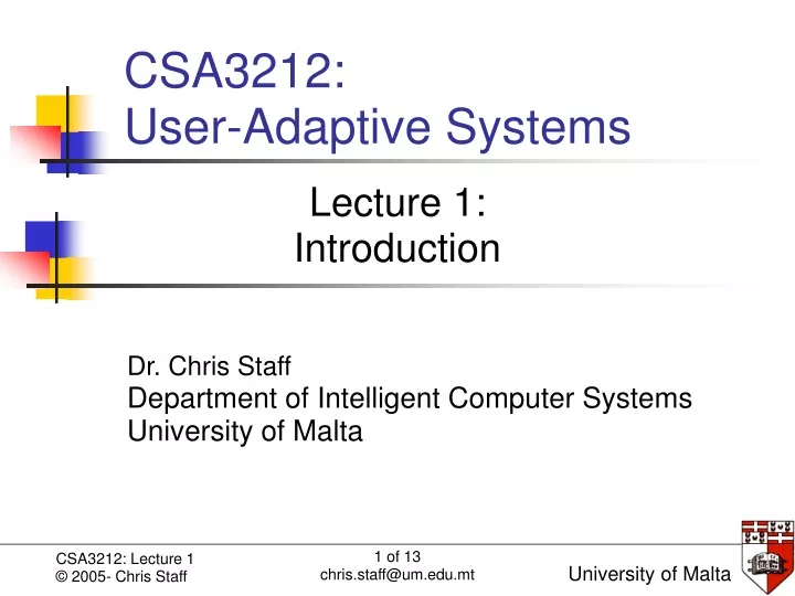 csa3212 user adaptive systems