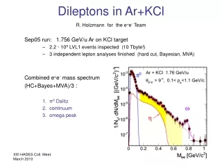 Dileptons in Ar+KCl R. Holzmann  for  the e + e -  Team