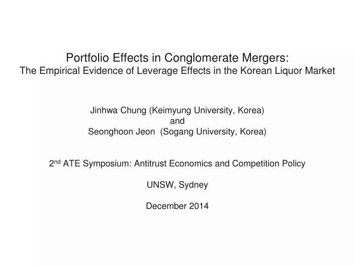 portfolio effects in conglomerate mergers