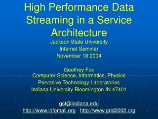 High Performance Data Streaming in a Service Architecture