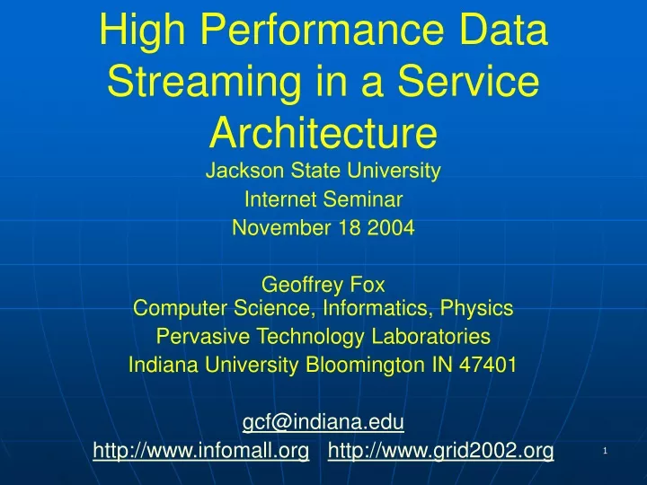 high performance data streaming in a service architecture