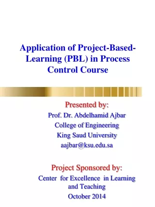 Application of Project-Based-Learning (PBL) in Process Control Course